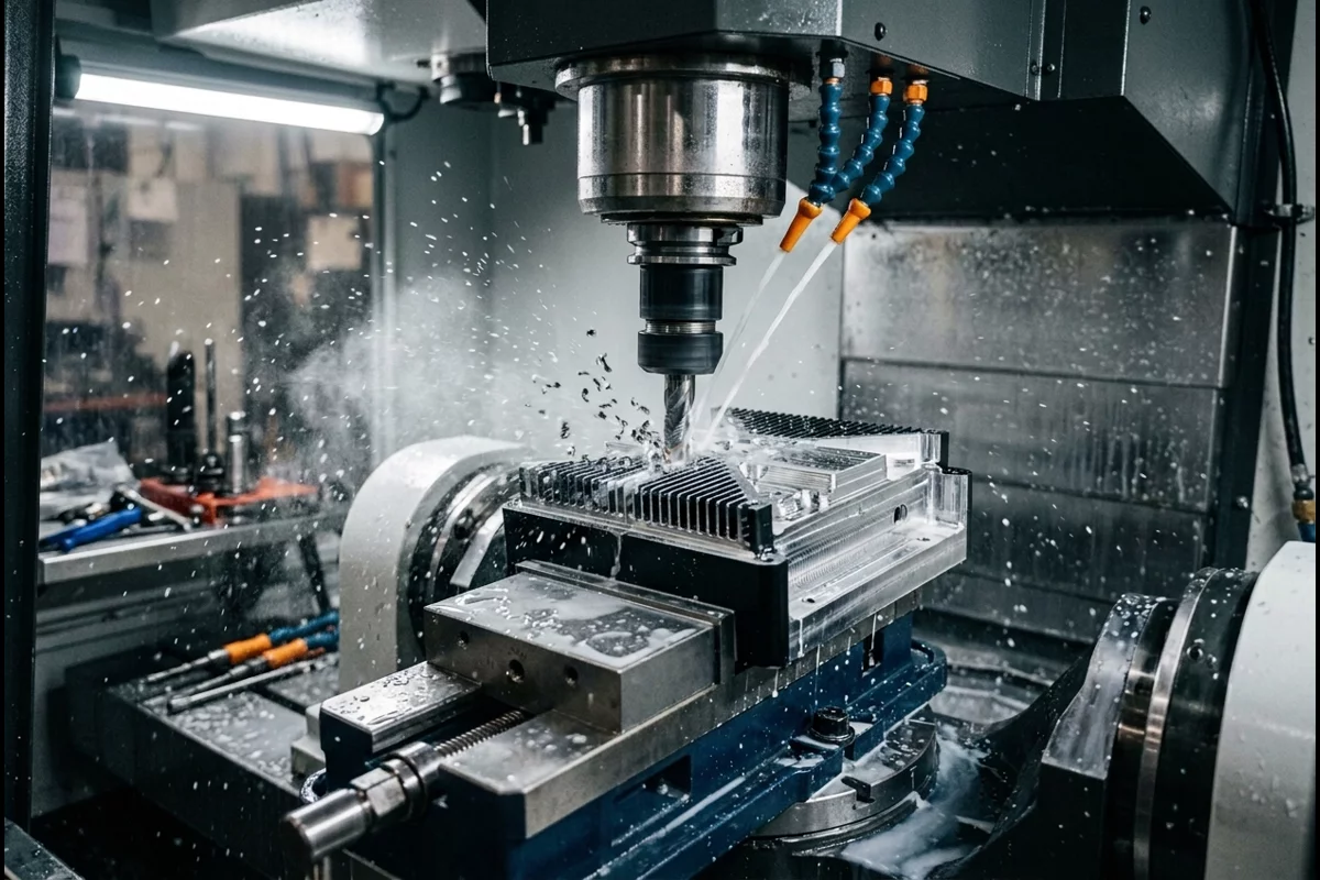 5-axis CNC milling machine machining precision metal enclosure